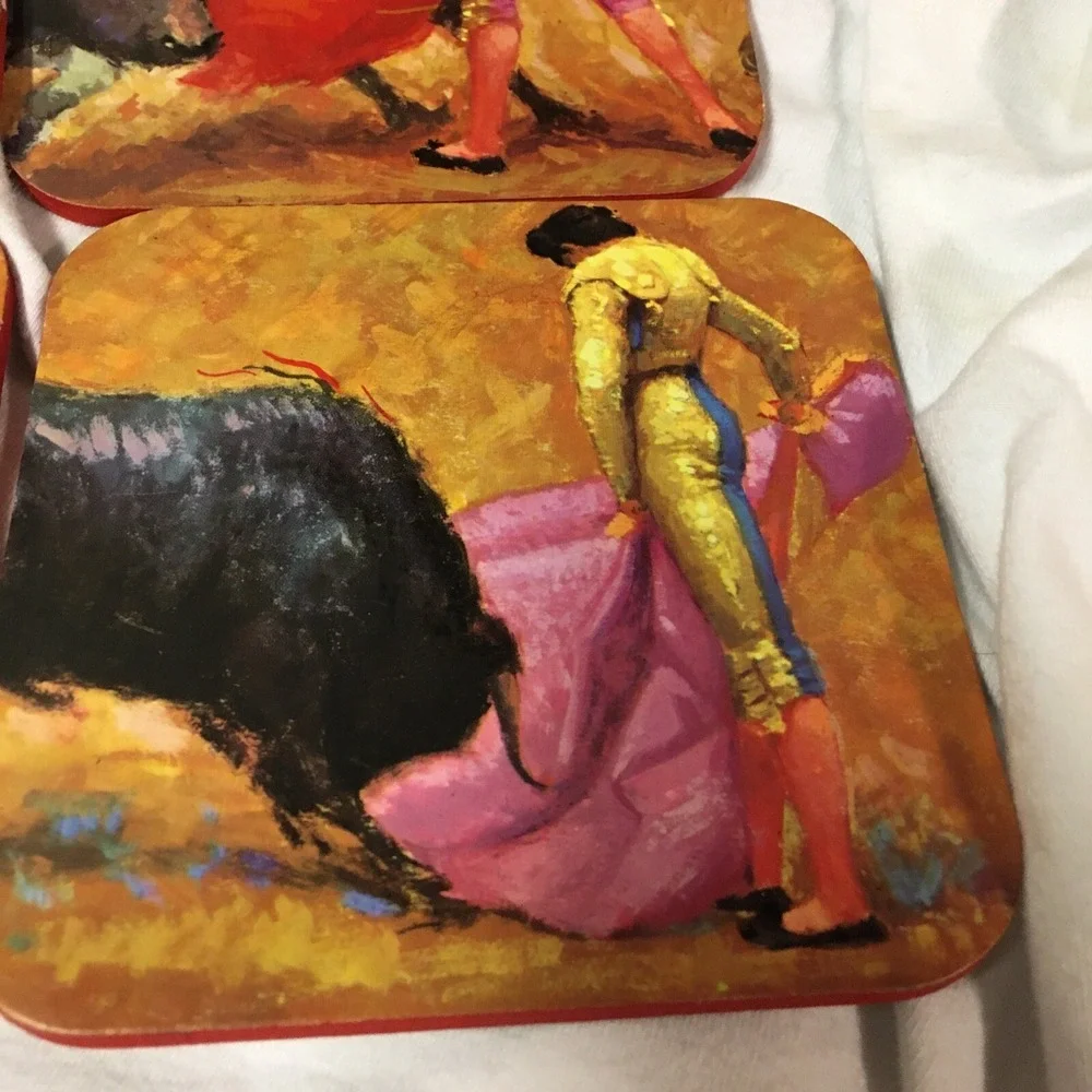 Bullfighter Coasters Set of 6 Bull Spanish‎ Toreador Spain 4